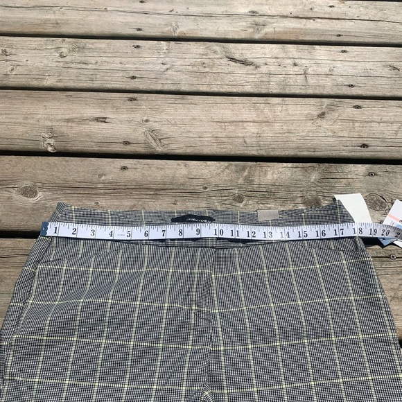 Amanda & Chelsea Plaid Slim Fit Trousers - Black/White/Lime Green Accent Size 10 - Picture 5 of 7